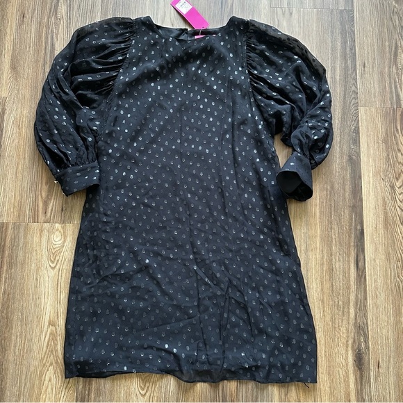 Lilly Pulitzer Maisel Onyx & Metallic Silk Dress Polka Dot Short Size 10 NEW - Picture 1 of 10
